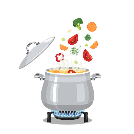 Generic picture of cooking pot with ingredients going in.