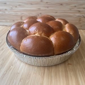 foil pan filled with baked pull-apart rolls